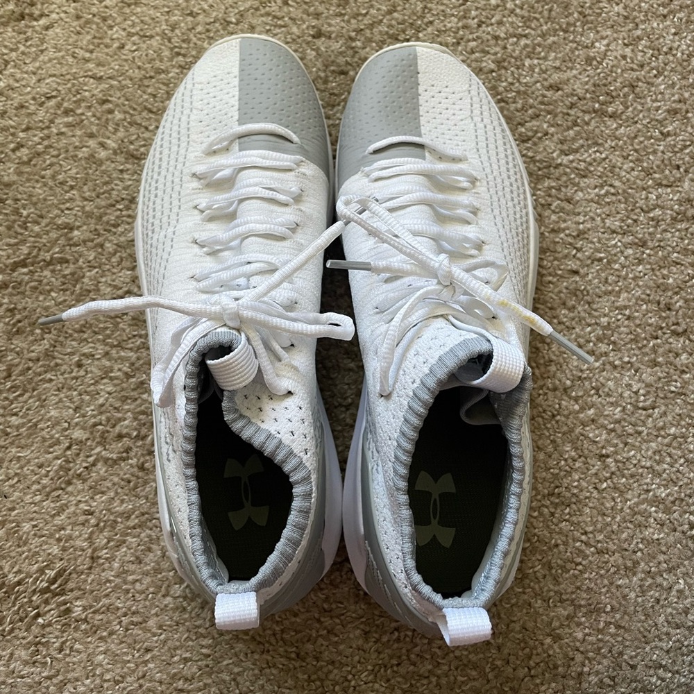 Under Armour White and Gray Athletic Shoes - Picture 2 of 4